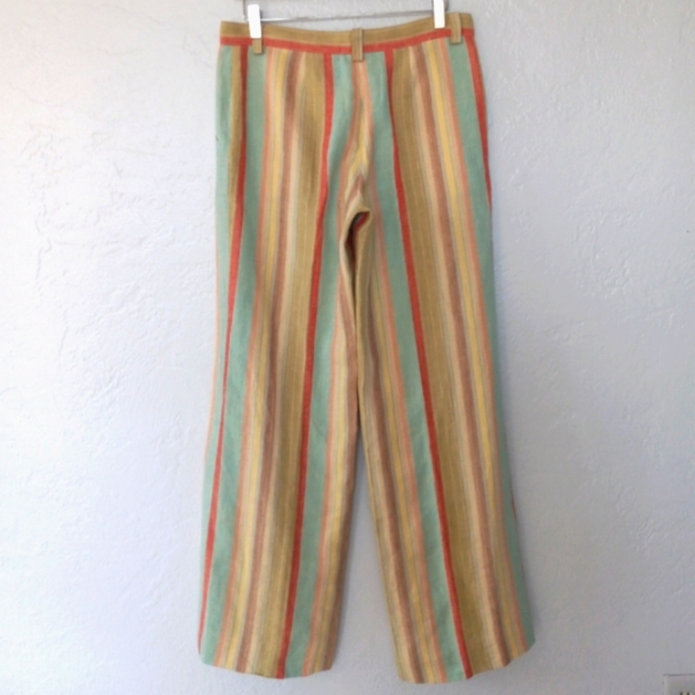 Moschino 100% Linen Wide Leg Pant Pastel Rainbow Stripe 10 - Picture 4 of 13